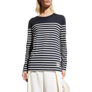Max Mara | Mintea Striped Cotton Long Sleeve Embroidered Logo Shirt